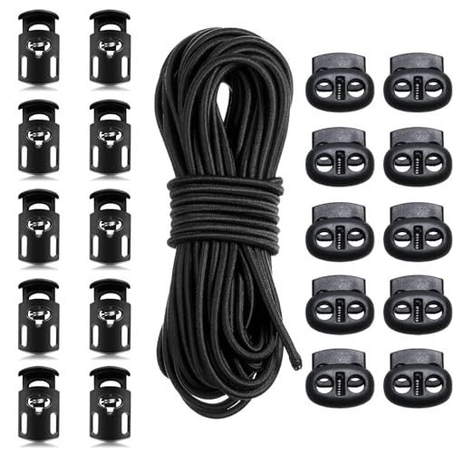 サムコス ゴム紐 コードロック 21点セット 2.5mm×10m 弾性コード 20個入スプリングコードストッパ 衣類..