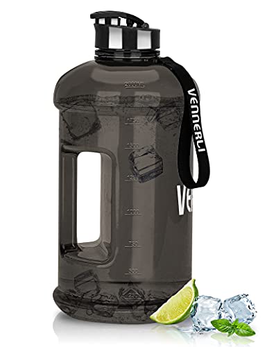 VENNERLI ハーフガロン 水筒 2.2L ラージ スポーツ用 ウォーターボトル ハンドル付き 74オンス ビスフェノール-A不使用 繰り返