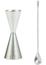 Yoseka メジャーカップ 30ml / 45mlジガーカップ 目盛り付き,メジャーカップ カップと30cmバースプーン (2点セット)