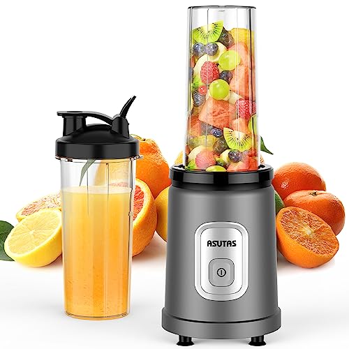 ASUTAS ジューサーミキサー スムージー 650ML 大容量 二つボトル一台多役 コーヒーミル 6枚刃 400Wハイパワー 簡単砕氷 果物/