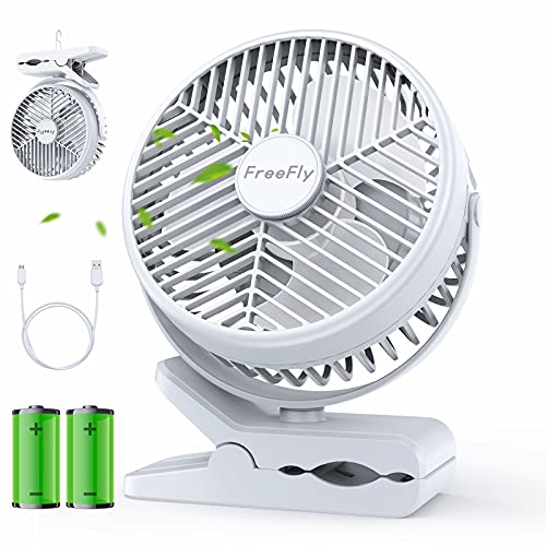 10000mAh電池内蔵FreeFly 充電式クリップ扇風機 卓上扇風機 直径約10CM羽根 14cm大型ファン搭載 風量3段階調整 Type-