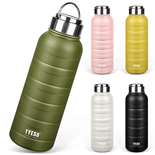 TYESO 水筒 魔法瓶 マグボトル 真空 断熱 スポーツボトル 直飲み ステンレス 2重構造 広口 ハンドル付 ..