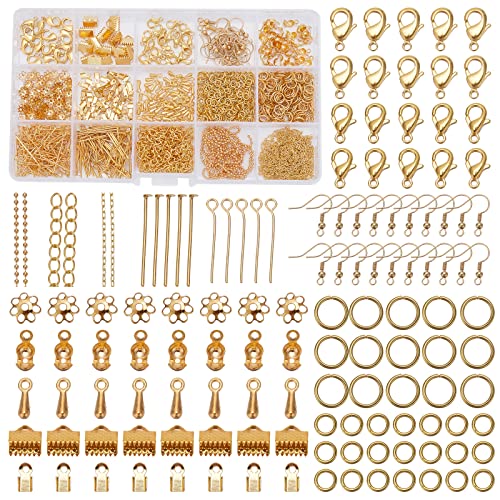 Rakuten - PH PandaHall アクセサリーパーツ 15種 1200点 基礎パーツセット 金具パーツ 留め金具 マルカン カニカン カシメ ピアスフッ