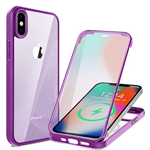 Rakuten - HAUTRKBG iPhone X iPhone XS 用ケース 360°全面保護 [両面強化ガラス] [100％画面感度]フルカバー ワイヤレ