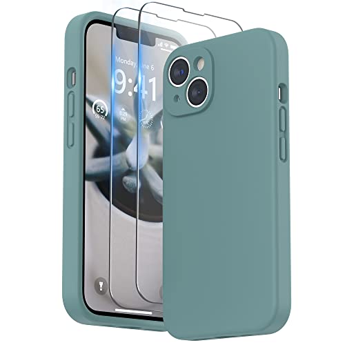 SURPHY iPhone14用ケース シリコンフィルム付き 6.1インチ対応(2022) あいふぉん14用シリコンケース （レンズの全面保護）