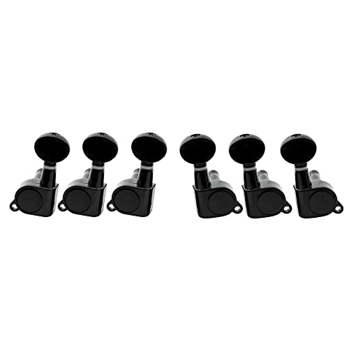 ブラック/Kidneyボタン/-/MX0694-3MX0695-3・Color:ブラック/Kidneyボタン・パッケージ個数:1・ギター用・ヘッドストック穴：10mm・材質：金属合金；ギア比15:1・L3R3 3対3；ナット、フェルール、ネジ付属・パッケージ内容:6個ギター用ペグ(3対3)