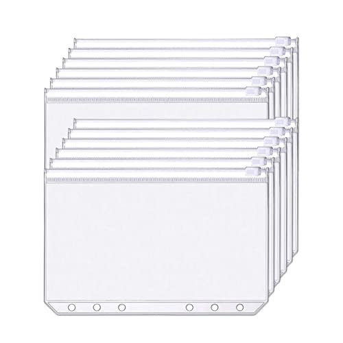 DFsucces バインダーポケット 6穴 システム手帳ポケット ルーズリーフ 書類ファイリングバッグ ファスナーポケット 小物収納 防水 PV