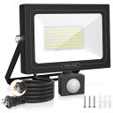 MEIKEE 最新型 LEDセンサーライト 屋外 屋内兼用 人感センサーライト LED投光器 80W 7200LM コンセント式 AC100V