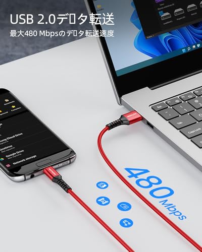 短いUSB Cケーブル50 cm 3本、HOTNOW 0.5m USB-C QC 3.0 c型デバイス用急速充電ケ...