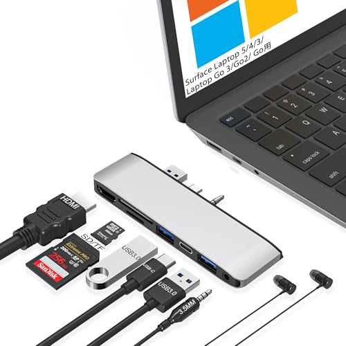 Microsoft Surface Laptop 6/5/4/3 Surface laptop Go 3/Go 2/Go USB ハブ 4K H