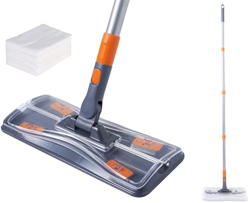 CLEANHOME フロアワイパー 本体 フローリングワイパー フロアモップ 4段ポール 40cm-120cm 長さ調節 ベ..