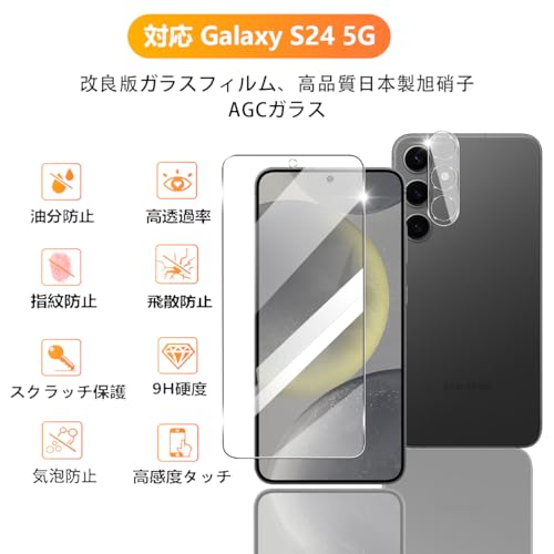 2+2枚セット 指紋認証対応 ガイド枠付き 用 Galaxy S24 SC-51E ガラスフィルム 2枚...