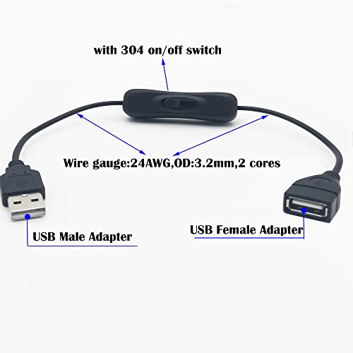 ルミナスエイト 楽天市場店のUSB スイッチ CESFONJER 4 個 30cm USB 延長ケーブル オン/オフスイッチ付き 小さなデスクランプ/ファンのためにフィット｜アングル3