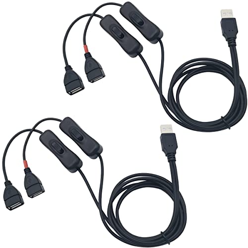 USB スイッチ CESFONJER 1m USB 延長ケーブル 2分岐 二股コード オン/オフスイッチ付き 小さなデスクランプ/ファンのために
