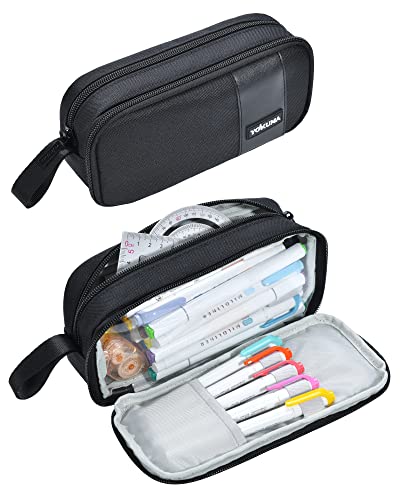 YOKUMA ペンケース 筆箱 ポーチ 透明な窓 クリア ペンポーチ おしゃれ シンプル 大容量 多機能 大人 高..