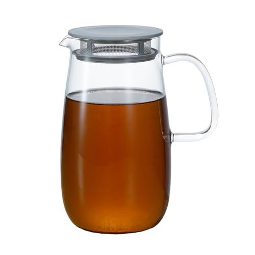 HARIO(ハリオ) レンジでかんたん 麦茶ポット むぎちゃん 1000mL 電子レンジ 食洗機対応 耐熱ガラス ダークグレー 日本製 XMP-