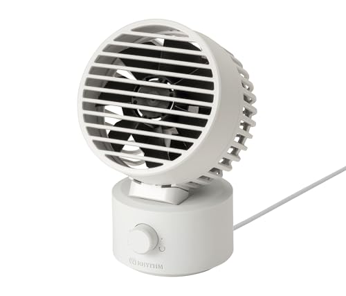 リズム(RHYTHM) 卓上扇風機 [国内メーカー] 静音 小型 USB給電式 自動首振り 強力 弱でも涼しい DCモーター 2重反転ファン デ