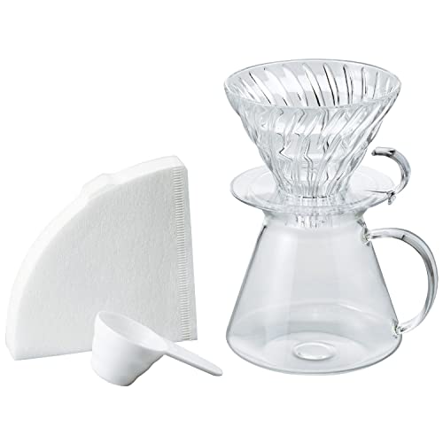 HARIO(ハリオ) V60 ガラスブリューイングキット Glass Brewing Kit 実用容量600ml サーバー 1~4杯用 透明 日