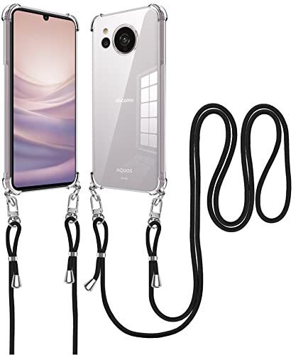 Rakuten - AQUOS sense7 ケース クリア SH-53C スマホケース SHG10 カバー ショルダー 肩掛け 斜めかけ SH-M24 縄掛けケー