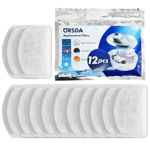 ORSDA 3Lペット自動給水器専用用活性炭フィルター 12枚入 イオン樹脂 軟水化 活性炭 安全 清潔 被毛濾過