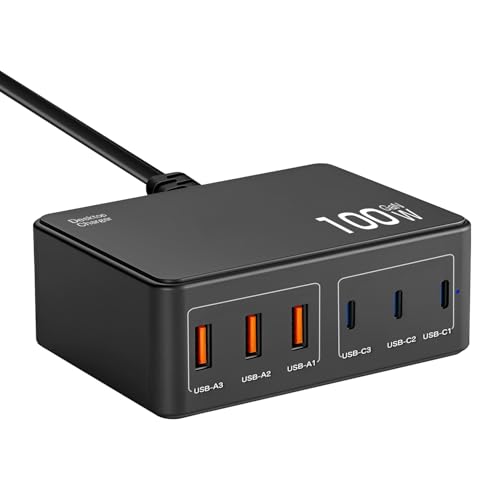 USB充電器 合計100W 急速充電器「PD 30W 対応・6ポート・GaN(窒化ガリウム)」usb コンセント (3USB-C & 3USB-