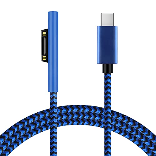 Sisyphy Surface to USB-C PD 急速充電ケーブル1.8m 青黒ナイロン、CE認証済、15V/3A 45W PD Type Sisyphy Surface to USB-C PD 急速充電ケーブル1.8m 青黒ナイロン、CE認証済、15V/3A 45W PD Type