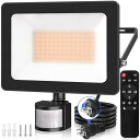 CLY 人感 センサーライト 屋外 防犯 LED投光器 80W 電球色 10000LM 2700K IP66防水 作業灯 フラッドライト 超爆光