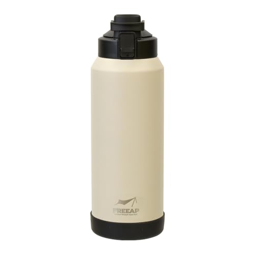 FREEAP 保冷 水筒 ワンタッチボトル 1.1リットル ワイド口径 洗いやすい アウトドア K-10883 (グレージュ)
