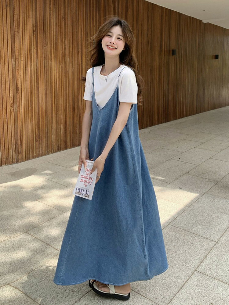 キャミワンピ デニム レディース キャミワンピース ジャンパースカート サロペット ワンピース Aライン デニムワンピース ロング丈 マキシ丈 ロングワンピース マキシワンピ キャミ オールインワン ジャンパーワンピース 夏 春 秋 おしゃれ ゆったり ノースリーブ
