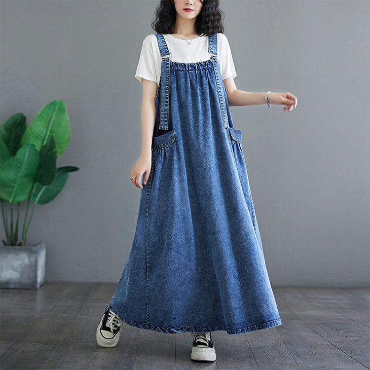 サロペット デニム スカート レディース サロペットスカート キャミワンピース ジャンパースカート 重ね着 ゆったり ワンピ ロングワンピース オールインワン ジャンパー サロペット スカート 無地 マキシ丈 オーバーサイズ ワンピース