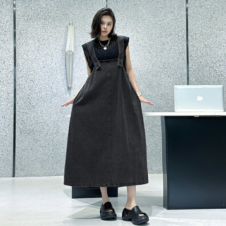 「新品10%OFF」 サロペット デニム スカート レディース サロペットスカート キャミワンピース ジャンパースカート 重ね着 ゆったり ワンピ ロングワンピース オールインワン ジャンパー サロペット スカート 無地 マキシ丈 オーバーサイズ ワンピース