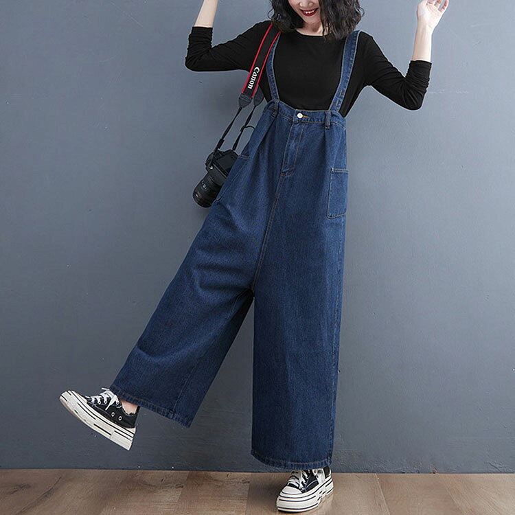 デニム サロペット パンツ ワイドパンツ レディース オーバーオール オールインワン サスペンダー キャンプ カジュアル ロング 大きいサイズ マキシ丈体型カバー ハイウェスト ​ゆったり 大人 20代 30代 40代 サロペット おしゃれ luminous99-10000104 Shop luminous サンプル画像2