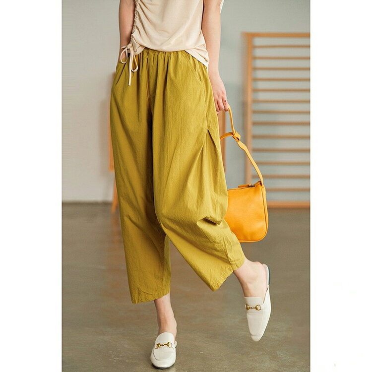 パンツ レディース テーパード ボトムス 綿 ロング 春夏 春 夏 涼しい コットン パンツ ロングパンツ ウエストゴム 大人 カジュアル ハイウエスト リラックス おしゃれ ナチュラル トレンド 美脚 脚長効果 luminous99-10000521 Shop luminous サンプル画像2