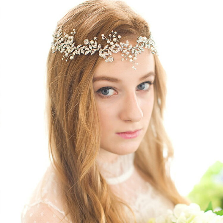 花嫁髪飾り 結婚式 ウェディング ティアラ ヘアアクセサリー ホワイトリーフ 披露宴 パーティー フラワー ガール ブライド ヘアーアクセサリー ヘッドドレス 花 ブライダル ダンス まとめ髪 ヘアアクセサリー　髪留め ヘアアレンジ 髪飾り ヘッドアクセ ヘアアクセ