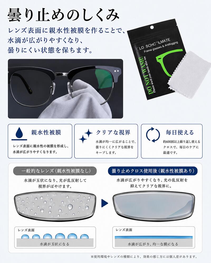 Lumiプラスベータの曇り止め メガネクロス 5枚セット メガネ拭き くもり止めクロス 眼鏡クリーナー 個包装 1枚入り 繰り返し使える 約600回使用可能 サングラス対応 レンズクリーナー 携帯便利 マスク 曇り対策 送料無料｜アングル3