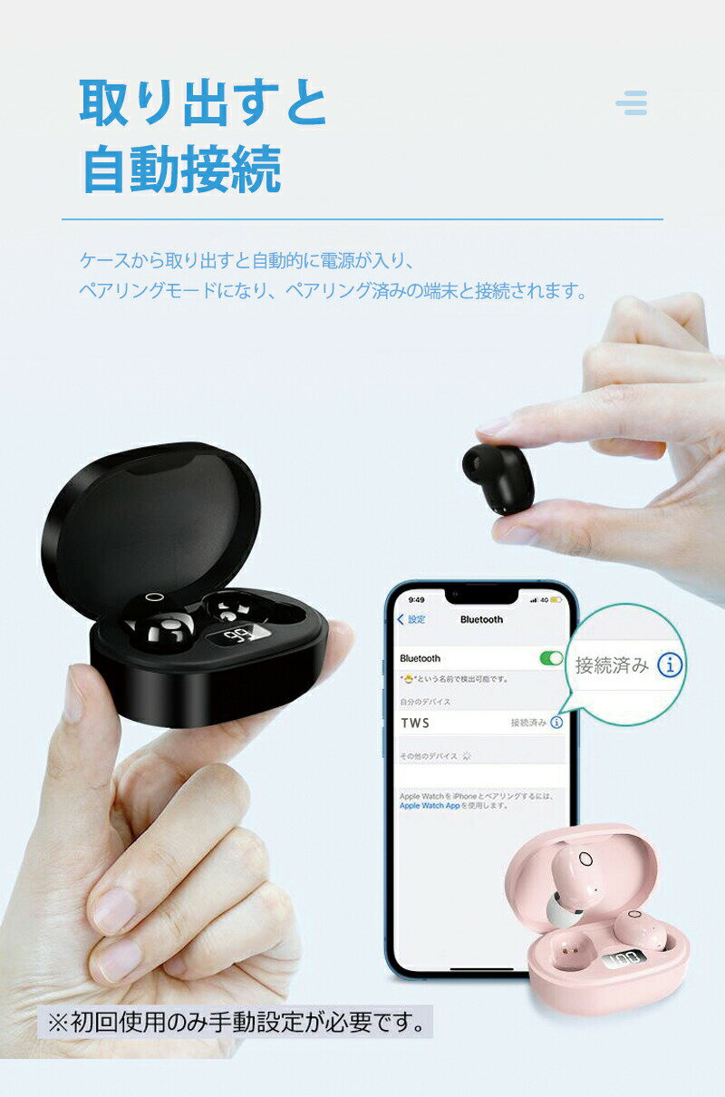 ワイヤレスイヤホン Bluetooth 5.3 左右分離型 カナル型 ノイキャン搭載 iPhone16/15/14/13対応 最大8時間再生 タッチ操作 軽量設計 自動ペアリング 高音質 通話用 300mAh大容量ケース スポーツ 通勤 テレワーク 通学 多デバイス接続 単耳使用 耳痛みゼロ カラー全4色
