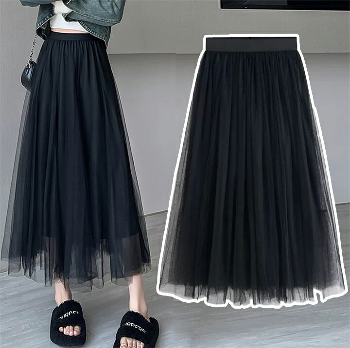 2B15 チュールスカート 裏地付き 華やかさを演出 マキシスカート ロングスカート フレアスカートチュール 送料無料のサムネイル