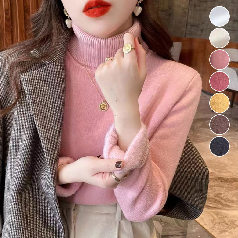 3B2タートルネック ニット セーター レディース 長袖 トップス 防寒 保温 暖か ニットセーター ...