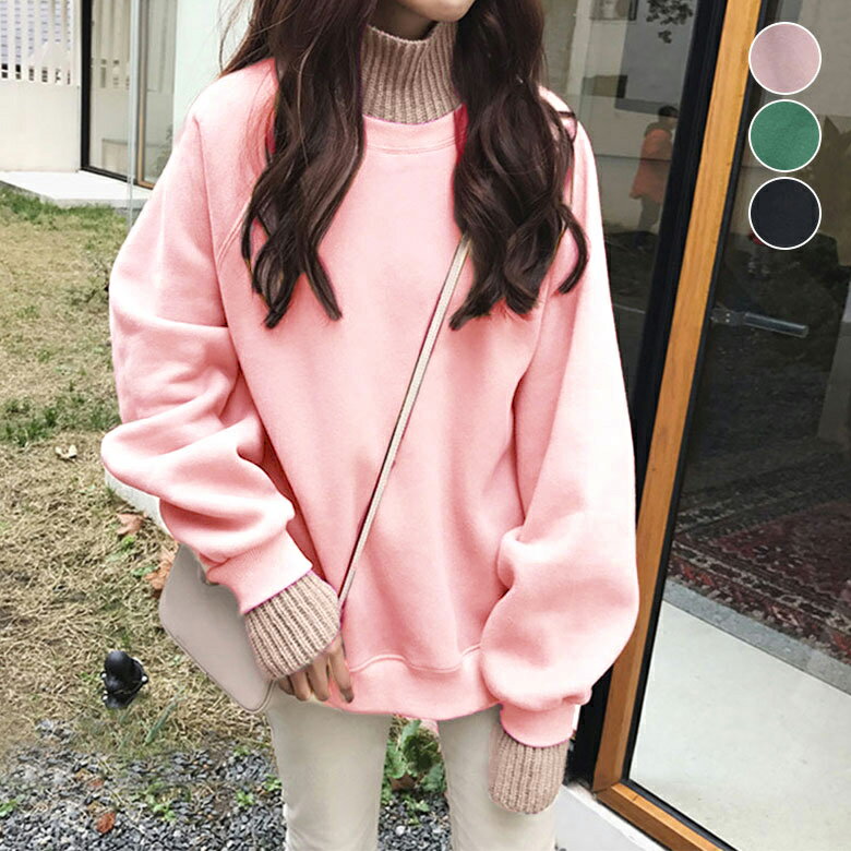 3B44 【1点1,880円！50％OFFクーポン対象商品】 スウェット シャツ レディース トップス 重ね着風 レイヤード ゆったり スウェットシャツ 長袖 秋 冬 フェイクレイヤード ルーズ オーバーサイズ プルオーバー シンプル オシャレ カジュアル 韓国ファッション 【送料無料】のサムネイル