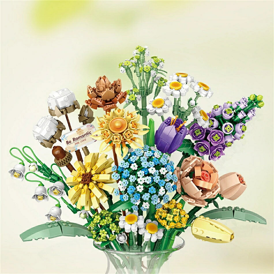 花 プリザーブドフラワー レゴ 互換 花束 プレゼント ギフト フラワーブーケ 知育 脳トレ 枯れない花 ..