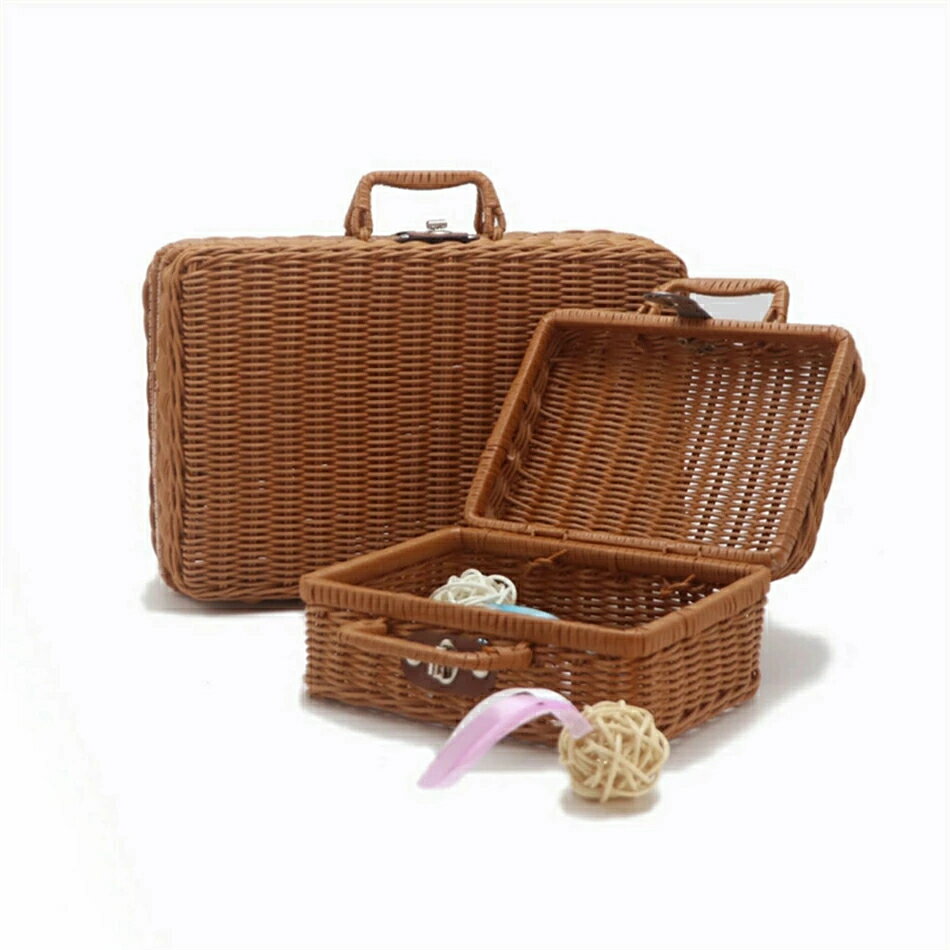 収納かご 藤編み バスケット PPラタン かごかごバッグ 4サイズ バスケット トランク型 インテリア ピク..