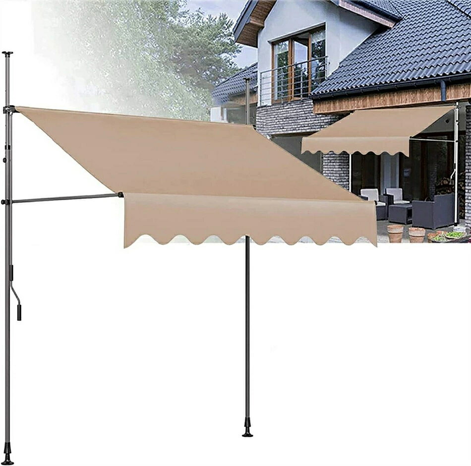 オーニングテント 幅250/300cm オーニング・シェード 日よけ 2.15M-3.1M高さの調節が可能 巻き取り式 ..