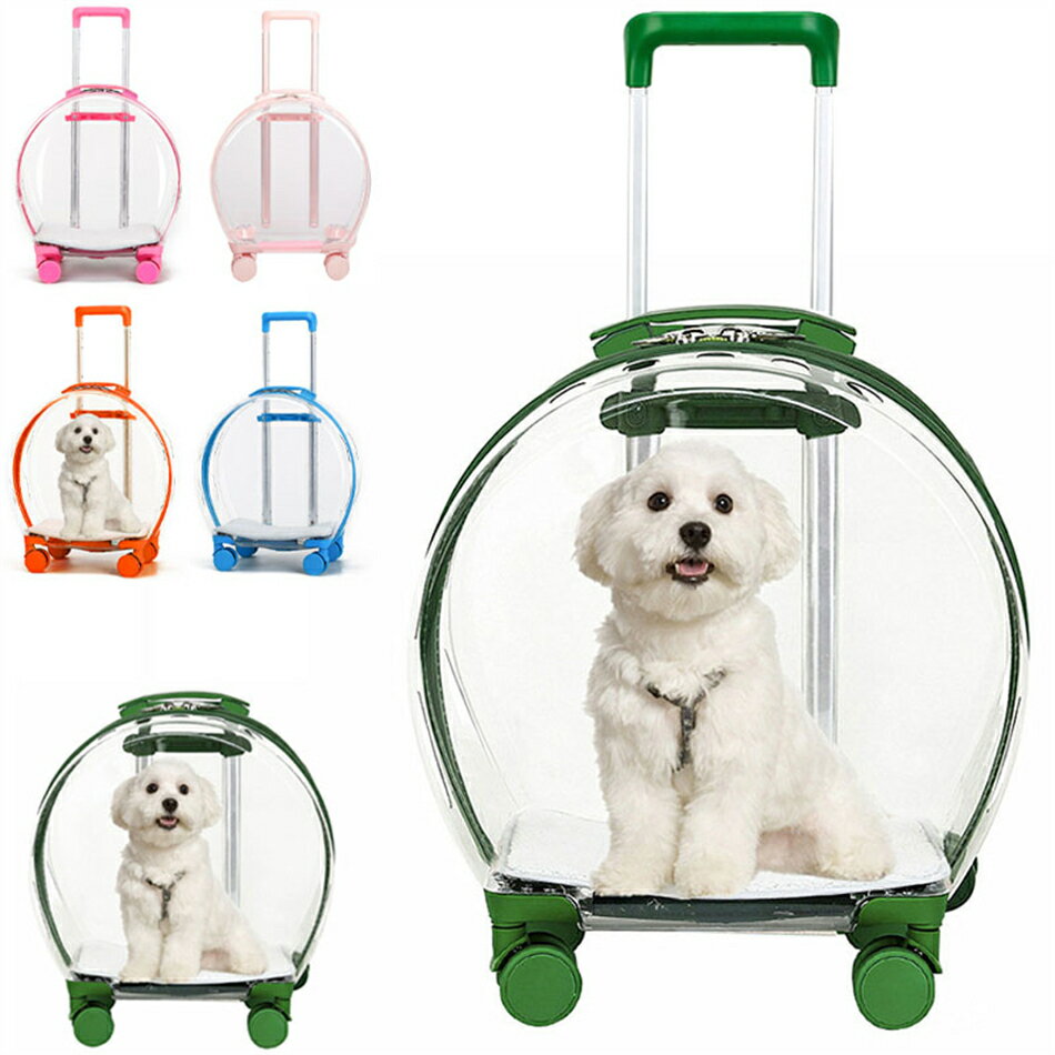 ペットキャリーバッグ ペット用キャリーバッグ 　透明ペットバッグ キャスター付き 通気性 臭気がない 引っ掻き傷に強い 小型犬、猫、小動物用 キャンピング/ドライブ/旅行/通院/災害避難に最適