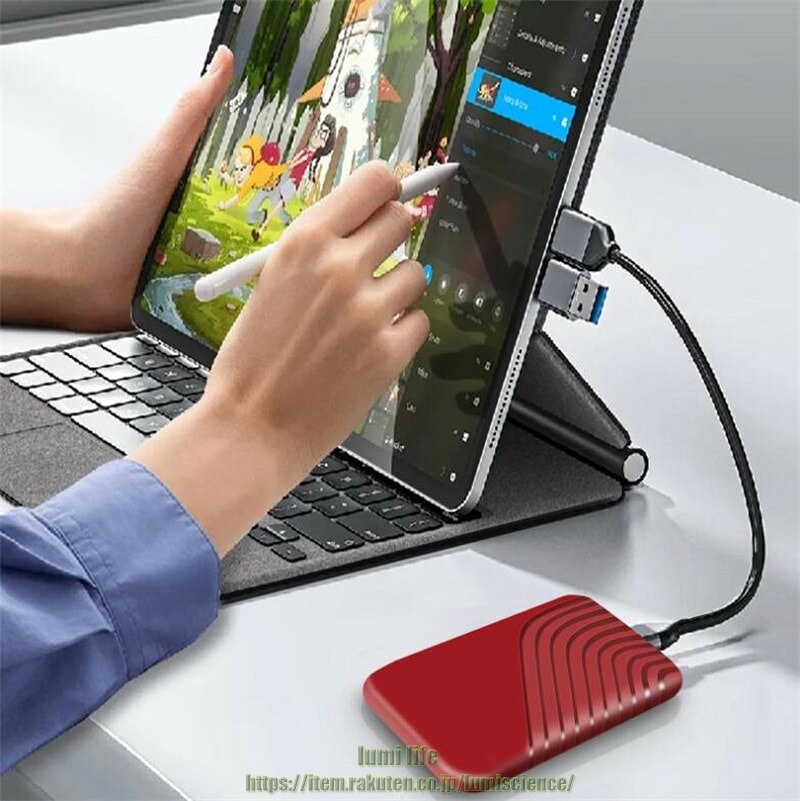 SSD 1TB 外付 ポータブルSSD 超薄型ポータブル ハードディスク 2TB USB3.1 Type-C 対応 スマホ互換可 耐衝撃 外付けハードディス USB-A/USB-C両対応 500GB