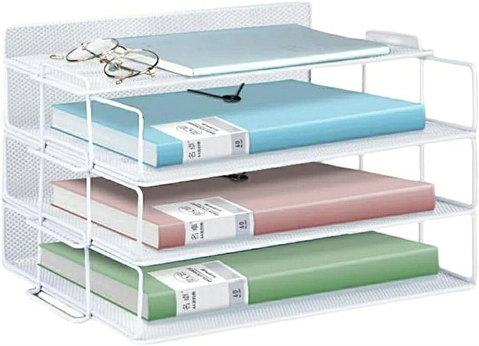 Rakuten - 書類トレー ファイルラック A4 レターケース 書類収納ボックス 書類整理 卓上収納ラック レタートレー 組み立て式 縦置き デスク書類ラック 小物入れ 書類棚 書類ラック 書類ケース 新聞/雑誌/A4ファイル/フォルダー/書類収納 ペン立て付き オフィス リビング収納用