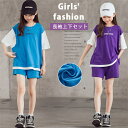 「2点上下セット」韓国風 子供服 キッズ ジャージ 上下セット 子供服 女の子 スウェット 半袖 tシャツ ショートパンツ 2点セット ガールズ スポーツウェア...
