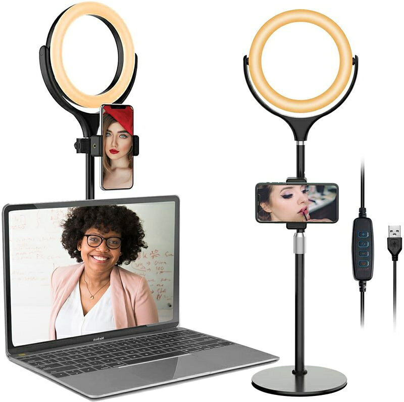 リングライト　女優ライト スマートフォン用リングライト 3色モード 10段調光 3000K-6500K色温度 ring light 俯瞰撮影 撮影ライト スマホスタンド 配信用ライト zoom オンライン用（楽天・lumi life）