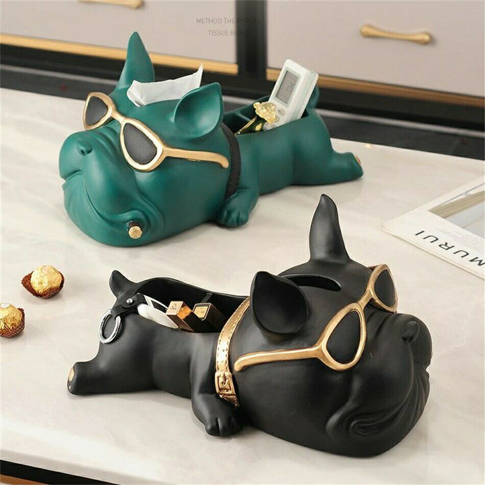 ティッシュケース リモコン ケース ブルドッグ フレブル お盆 犬 動物 オーナメント 小物入れ オブジェ オシャレ サングラス 鍵 キーケース プレゼント ギフト 犬好き 誕生日 引っ越し祝い 新築祝い 小物入れトレイ 小物置き 卓上 キャッシュトレイ