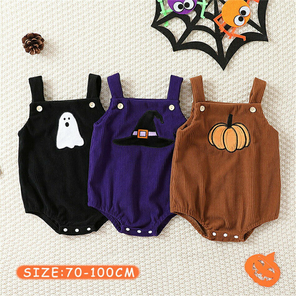樂天商城 - ベビー服 ハロウィン 衣装 かぼちゃ ロンパース 袖なし カバーオール 赤ちゃん服 新生児 コス 仮装 着ぐるみ 着替え便利 ボディスーツ サロペット おばけ かわいい 子供服 男の子 女の子 幼児 ベビー パジャマ キッズ カバーオール 寝相アート