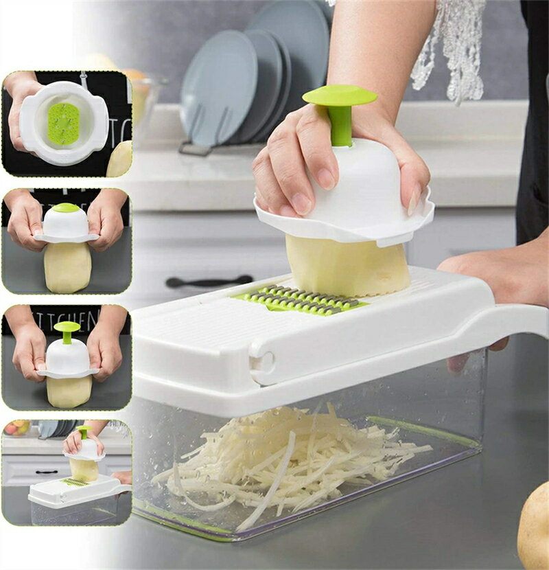 【一台8役】多機能 スライサー セット キャベツ 千切り 大根 水切り 指切り防止 安全ホルダー付き みじ..